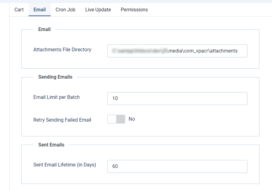 VP Abandoned Cart Recovery Configuration - Email