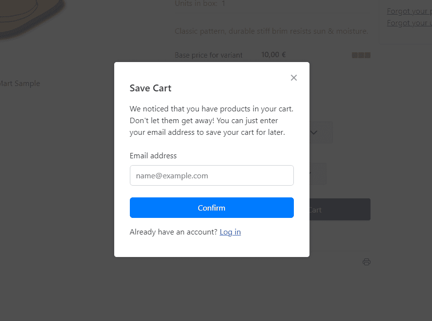 VP Abandoned Cart Recovery Configuration - Guest Email Form