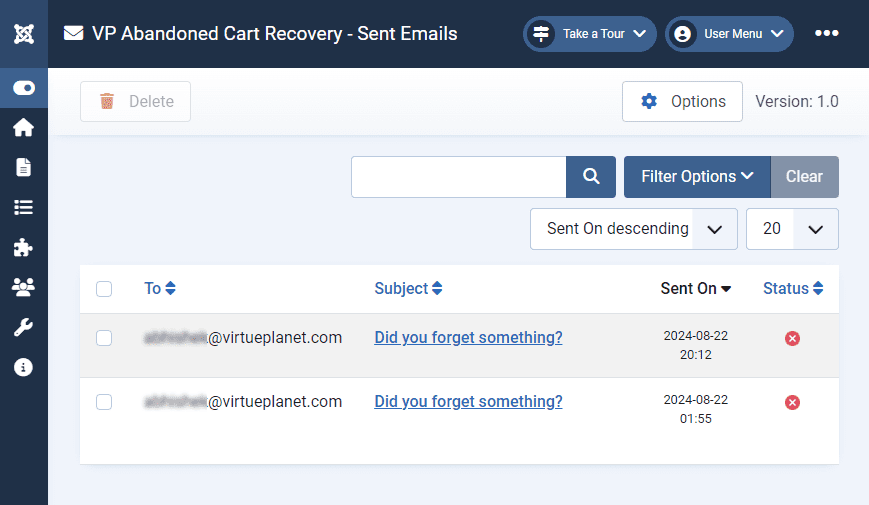 VP Abandoned Cart Recovery - Sent Emails