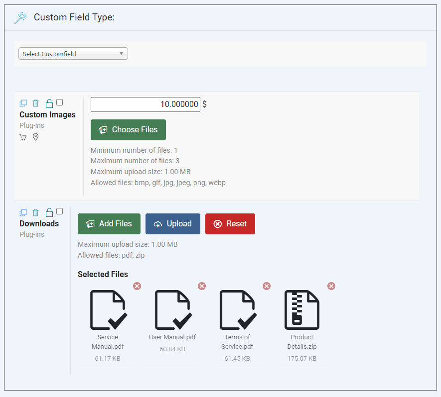VP File Upload Configuration - Add to Products